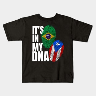 Brazilian And Puerto Rican Mix DNA Flag Heritage Gift Kids T-Shirt